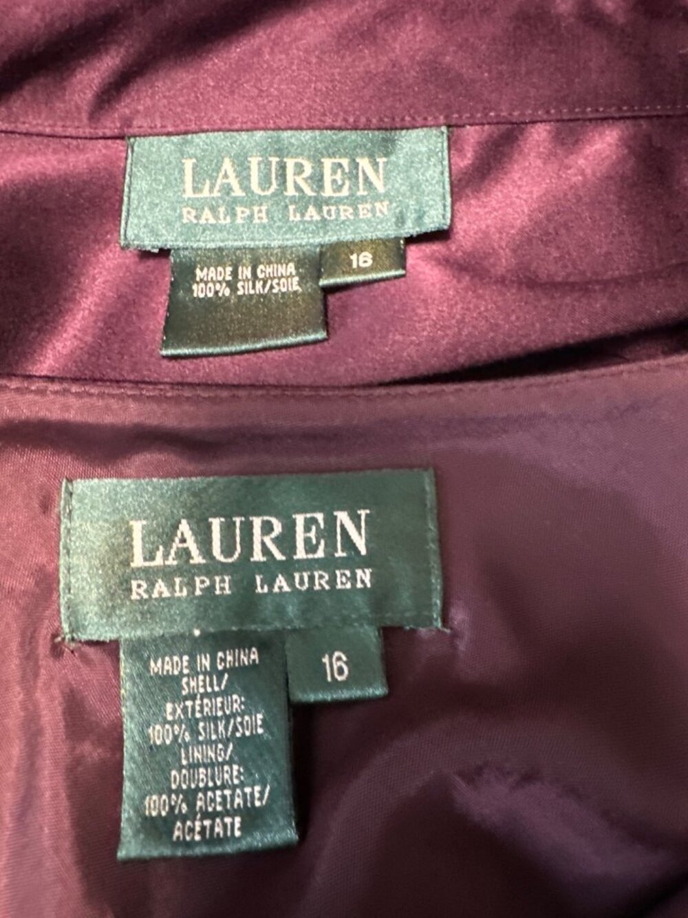 Lauren Ralph Lauren Silk Long Sleeve Blouse With Matching Skirt Women's Size 16 - Picture 14 of 16